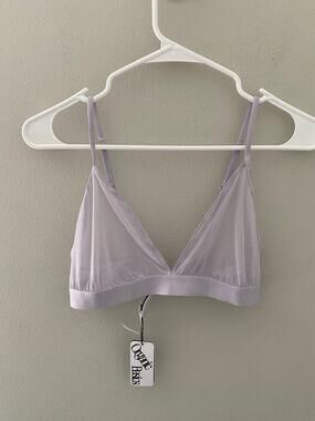 NWT Organic Basics Mesh Triangle Bralette Soft Lilac Size Large